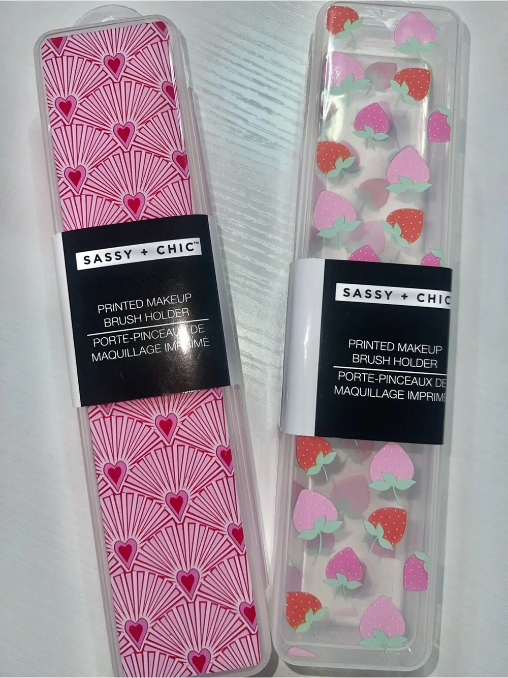 SASSY + CHIC Pink Printed Makeup Brush Holder